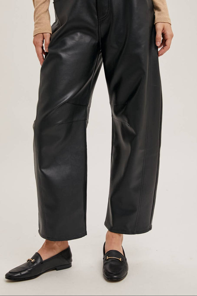 
                  
                    Load image into Gallery viewer, The Valentina Vegan Leather Barrel Pants
                  
                
