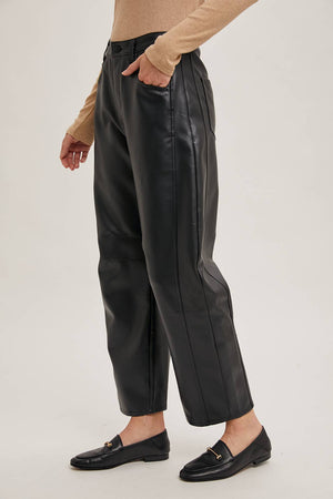 
                  
                    Load image into Gallery viewer, The Valentina Vegan Leather Barrel Pants
                  
                