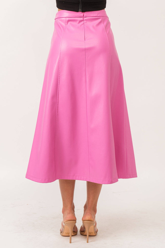 
                  
                    Load image into Gallery viewer, Ayla Faux leather Midi Skirt
                  
                