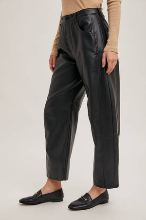 
                  
                    Load image into Gallery viewer, The Valentina Vegan Leather Barrel Pants
                  
                