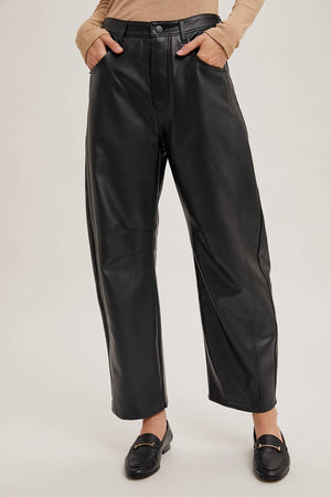 
                  
                    Load image into Gallery viewer, The Valentina Vegan Leather Barrel Pants
                  
                
