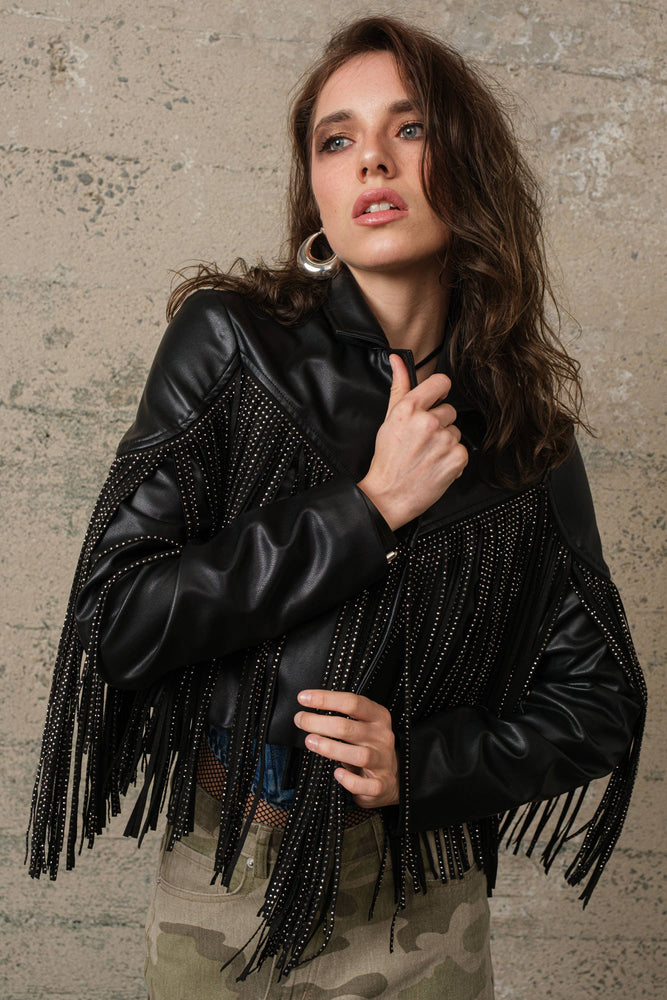 
                  
                    Load image into Gallery viewer, Blair Fringe Leather Jacket
                  
                