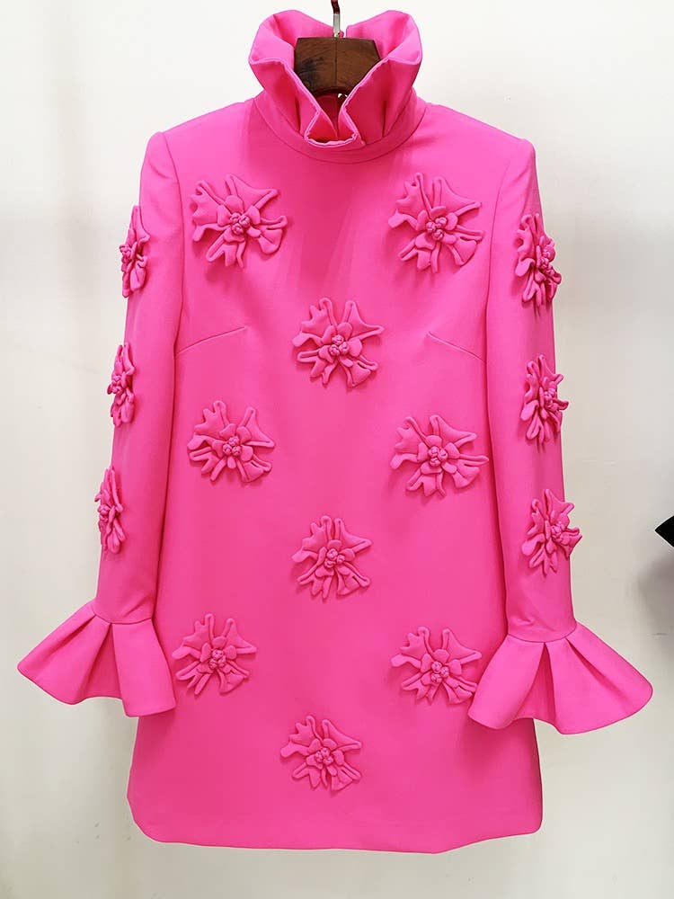 Dior Pink Flower Bell Sleeve Dress