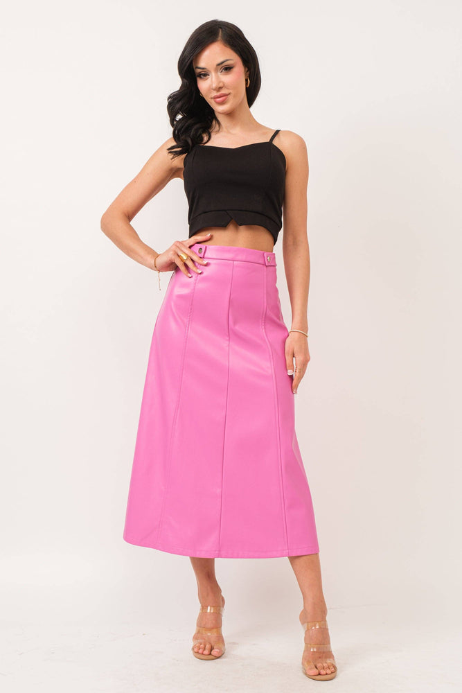 
                  
                    Load image into Gallery viewer, Ayla Faux leather Midi Skirt
                  
                